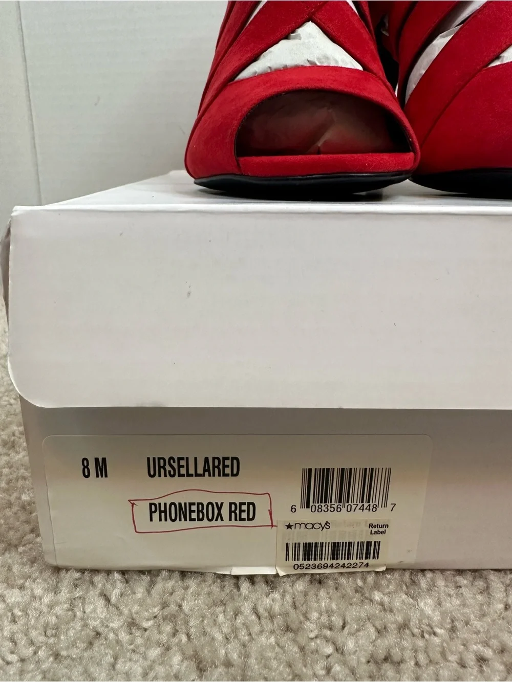 Style & Co. Red Suede Strappy Cutout Peep-Toe Heels, size 8, New in box